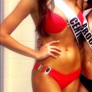 Red competition swim suit